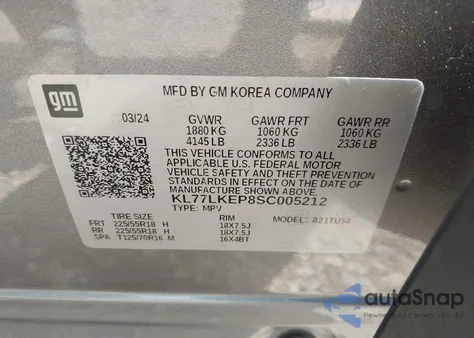 2025 Chevrolet Trax Fwd Activ z USA, uszkodzony, nr VIN KL77LKEP8SC005212